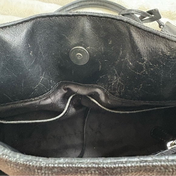 MICHAEL KORS Signature Black Shoulder Bag Saffiano Leather Monorgram Logo - Picture 9 of 15